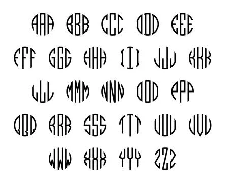 Set of letters to create circle monogram. Monogram alphabet. Illustrazione stock