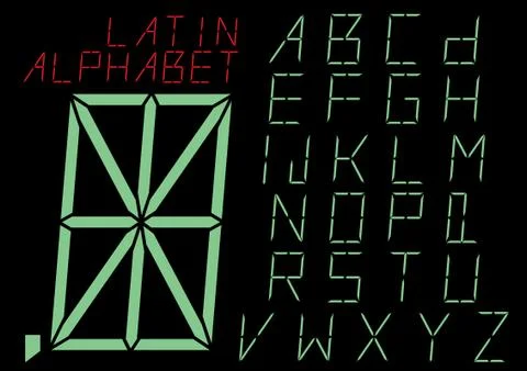 Set of letters of the digital indicator. Stock Illustration