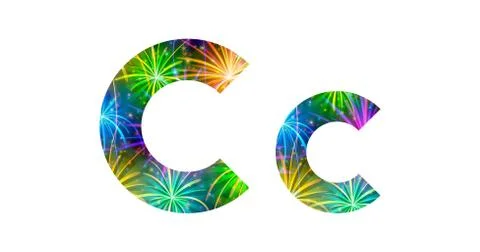 Set of letters, firework, C Stock Illustration