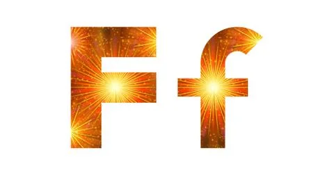 Set of letters, firework, F Stock Illustration