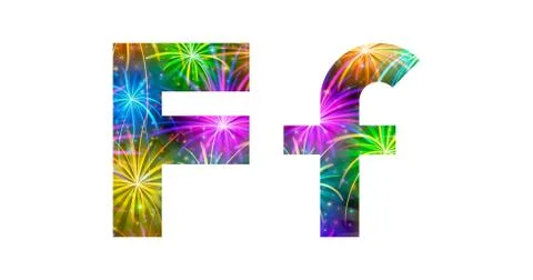 Set of letters, firework, F Stock Illustration