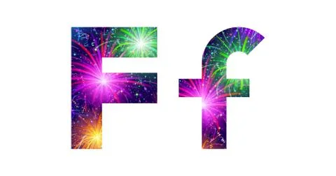 Set of letters, firework, f Stock Illustration