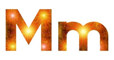 Set of letters, firework, M Stock Illustration