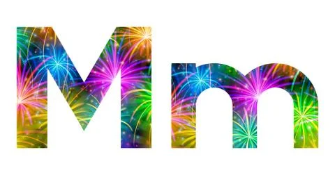 Set of letters, firework, m Stock Illustration