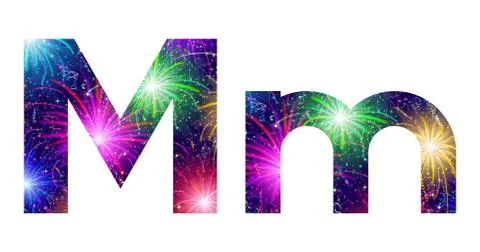 Set of letters, firework, m Stock Illustration