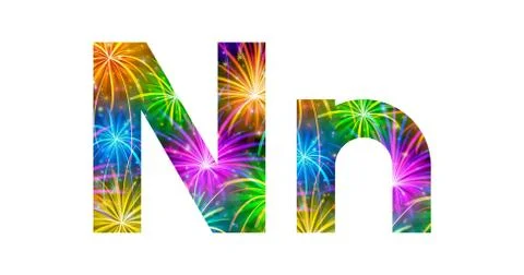 Set of letters, firework, N Stock-Illustration