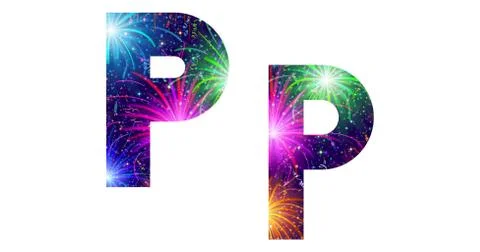 Set of letters, firework, p Stock Illustration