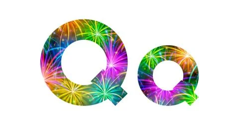 Set of letters, firework, Q Stock Illustration