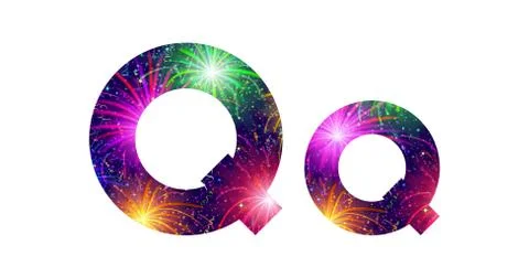 Set of letters, firework, q Stock Illustration