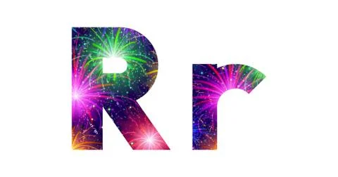 Set of letters, firework, r Stock Illustration