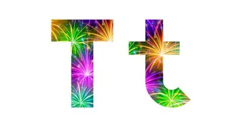 Set of letters, firework, T Stock Illustration