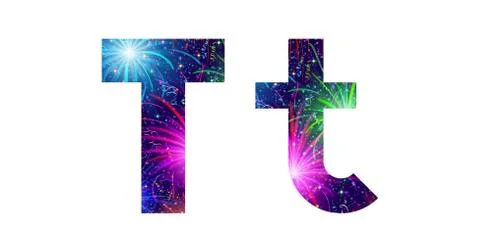 Set of letters, firework, t Stock Illustration