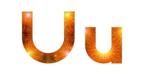 Set of letters, firework, U Stock Illustration