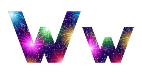 Set of letters, firework, w Stock Illustration