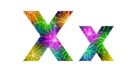 Set of letters, firework, X Stock Illustration