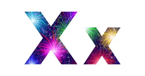Set of letters, firework, x Stock Illustration