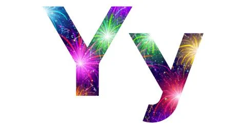 Set of letters, firework, y Stock Illustration