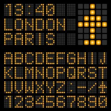 Set of letters on a mechanical timetable. Illustration of the designer 库存插图