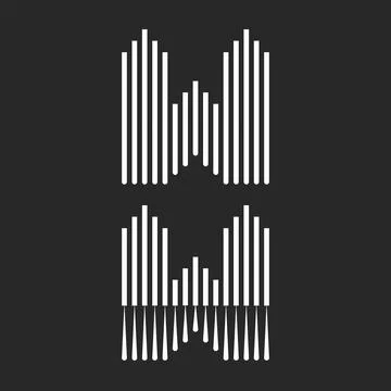 Set letters W logo initial monogram minimal style, vertical black and white p Stock Illustration