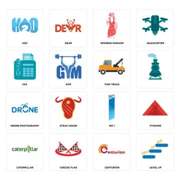 Set of level up, centurion, caterpillar, no 1, drone photography, tow truck,  Free Stock Illustration