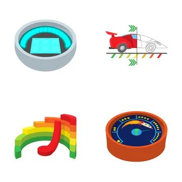 Set of level measurement and speed indicator icons Stock Illustration