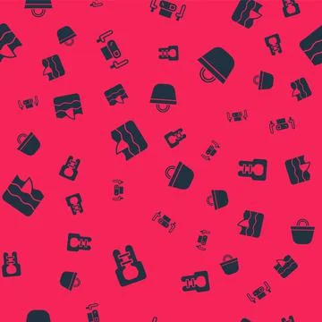 Set Life jacket, Poker table, Shark fin in ocean wave and Beach bag on seamless Illustrazione stock