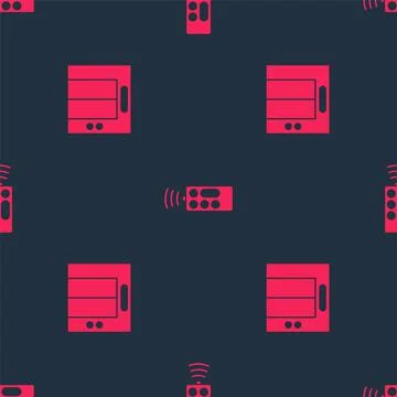 Set Lift and Remote control on seamless pattern. Vector Stock Illustration