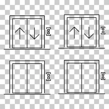 Set of Lift elevator icon, graphic design sign, building doorway symbol vecto Ilustración de archivo