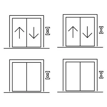 Set of Lift elevator icon, graphic design sign, building doorway symbol vecto Ilustración de archivo