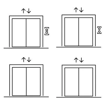 Set of Lift elevator icon, graphic design sign, building doorway symbol vecto Ilustración de archivo