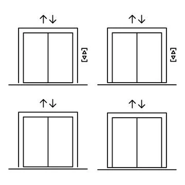 Set of Lift elevator icon, graphic design sign, building doorway symbol vecto Ilustración de archivo