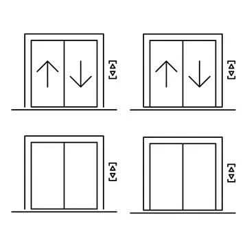 Set of Lift elevator icon, graphic design sign, building doorway symbol vecto Ilustración de archivo