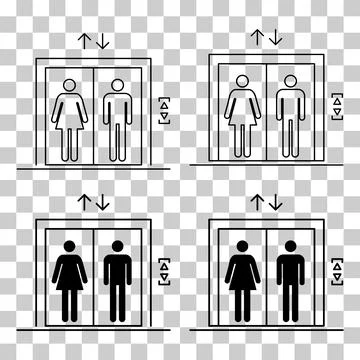 Set of Lift elevator icon, graphic design sign, building doorway symbol vecto Ilustración de archivo