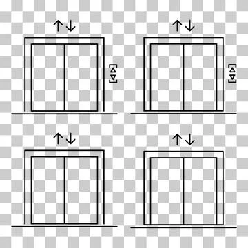 Set of Lift elevator icon, graphic design sign, building doorway symbol vecto Ilustración de archivo