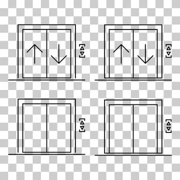 Set of Lift elevator icon, graphic design sign, building doorway symbol vecto Ilustración de archivo