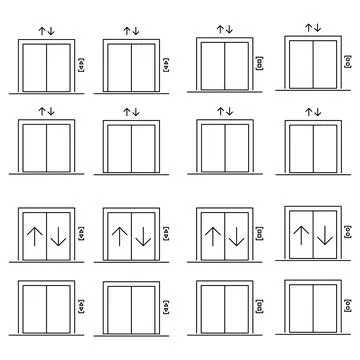 Set of Lift elevator icon, graphic design sign, building doorway symbol vecto Ilustración de archivo