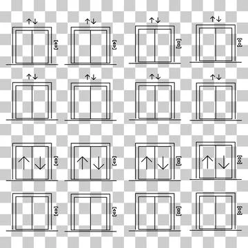 Set of Lift elevator icon, graphic design sign, building doorway symbol vecto Ilustración de archivo
