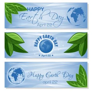 Set light blue banners for Earth Day. April 22 Stock Illustration