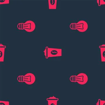 Set Light bulb and Coffee cup to go on seamless pattern. Vector Illustrazione stock