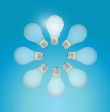 Set of light bulb in a circle. illustration design Stock Illustration