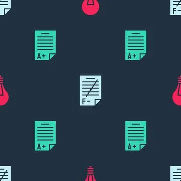 Set Light bulb with concept of idea, Exam paper incorrect answers and sheet A イラスト素材