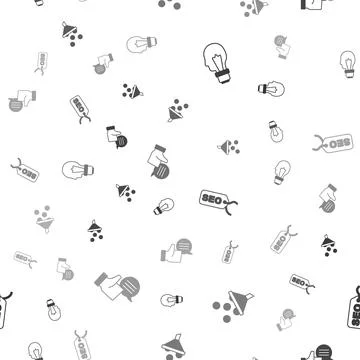 Set Light bulb with concept of idea, Lead management, SEO optimization and Stock Illustration