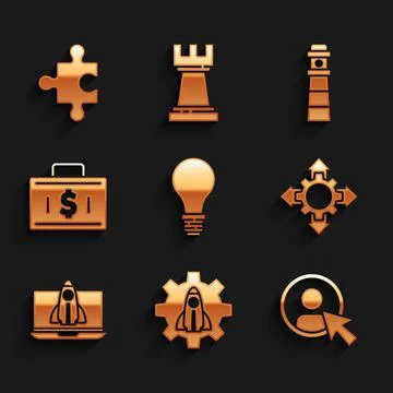 Set Light bulb with concept of idea, Startup project, Create account screen Illustrazione stock