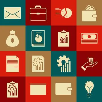 Set Light bulb with concept of idea, Money hand, Stacks paper money cash, Pie 스톡 일러스트