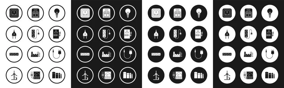 Set Light bulb with concept of idea, Electric extension cord, plug, Electrical Stock Illustration