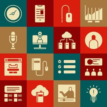 Set Light bulb with concept of idea, Training, presentation, Create account Stock Illustration