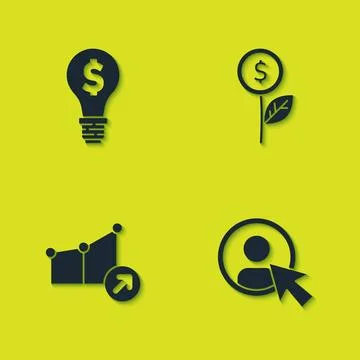Set Light bulb with dollar, Create account screen, Financial growth and Dolla Stock Illustration