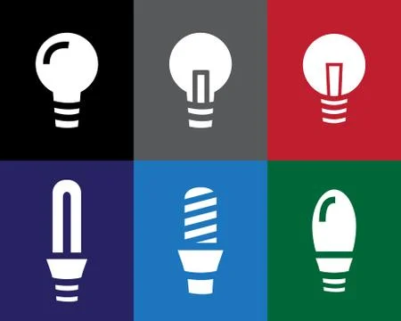 Set of Light bulb icon in stencil style Stock Illustration