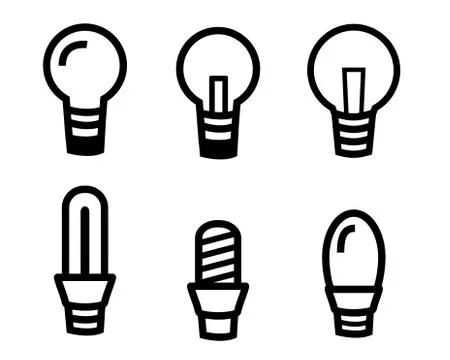 Set of Light bulb icon on white background Stock Illustration