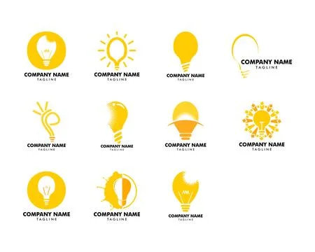 Set of Light Bulb Idea Vector Illustration Logo concept Stock Illustration